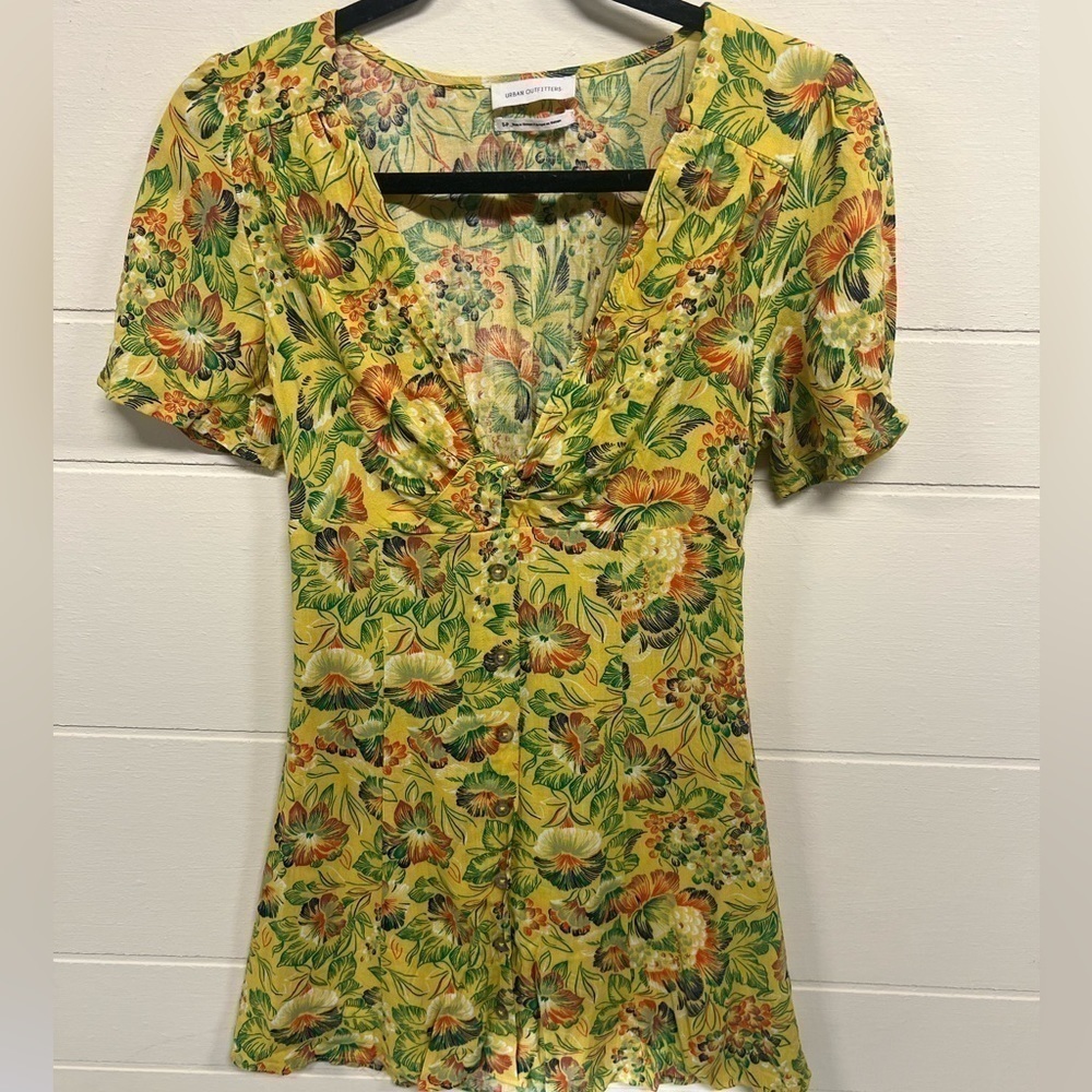 Urban outfitters‎ yellow tropical floral mini dress